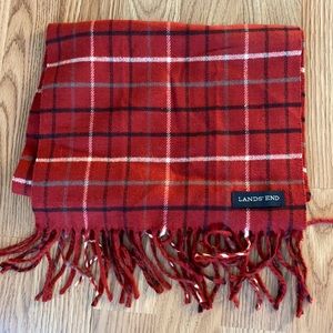 Lands’ End Red Plaid Winter Scarf-NWOT